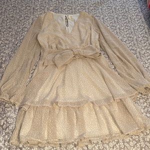 Short Length Cream/Tan Leopard Print Dress